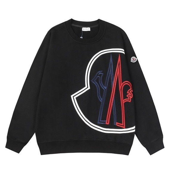 Moncler Black Crewneck Sweater with Red and Blue Design